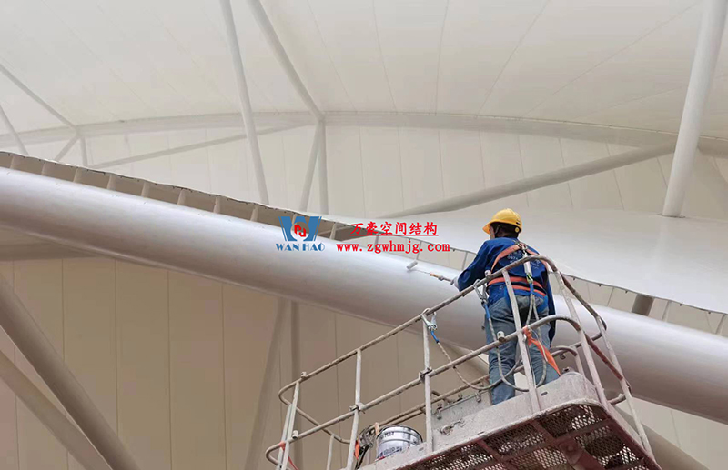陜西定邊馬蓮灘沙漠公園鋼膜結(jié)構(gòu)工程“奮力快跑”，工程“進(jìn)度條”刷新了!