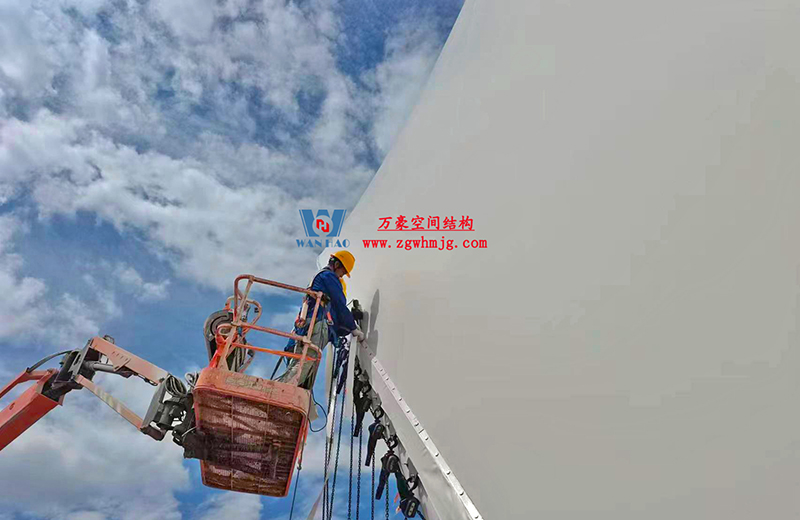 陜西定邊馬蓮灘沙漠公園鋼膜結(jié)構(gòu)工程“奮力快跑”，工程“進(jìn)度條”刷新了!